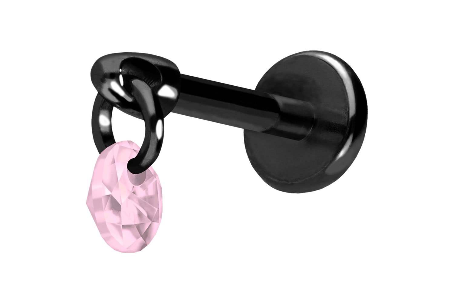 Titan Labret Piercing mit Push Fit RUNDER KRISTALL